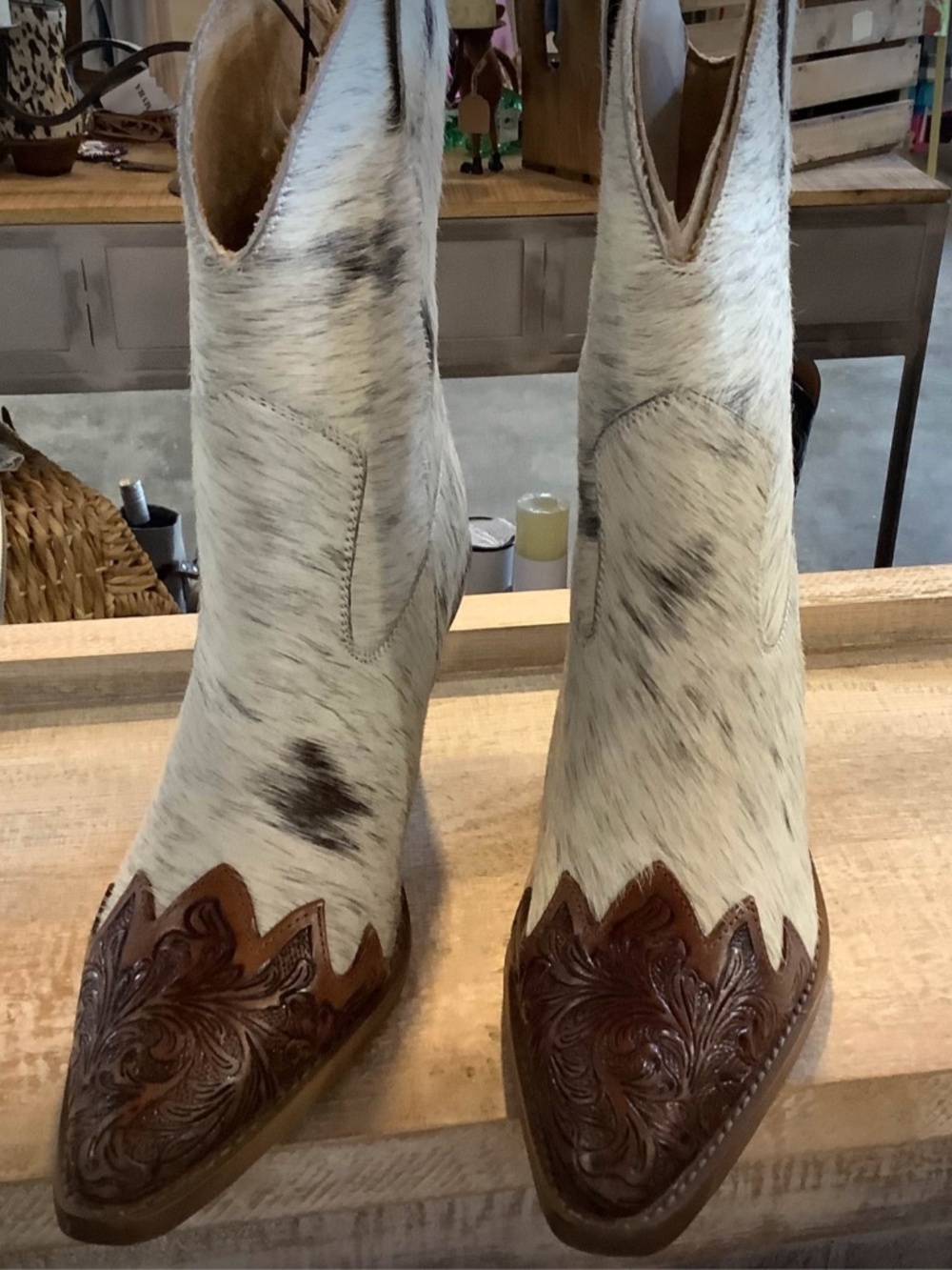 Cowhide western boots